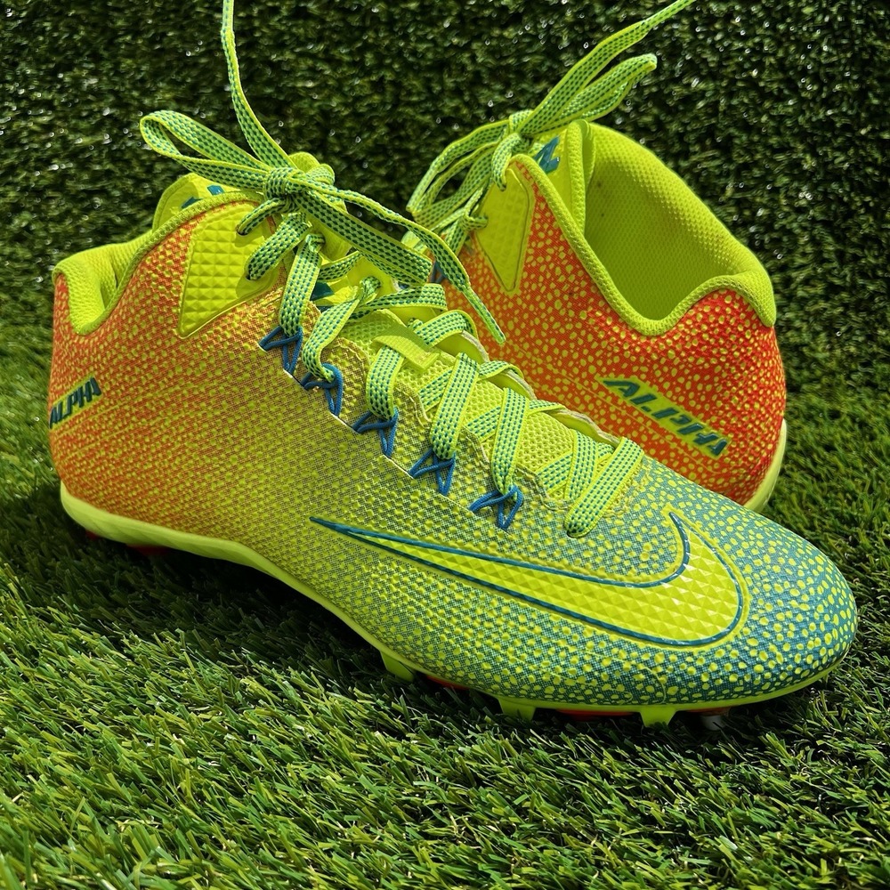 Nike Cleats Men Size 11 Alpha Pro 2 TD Mid Football Neon Yellow 725223-774